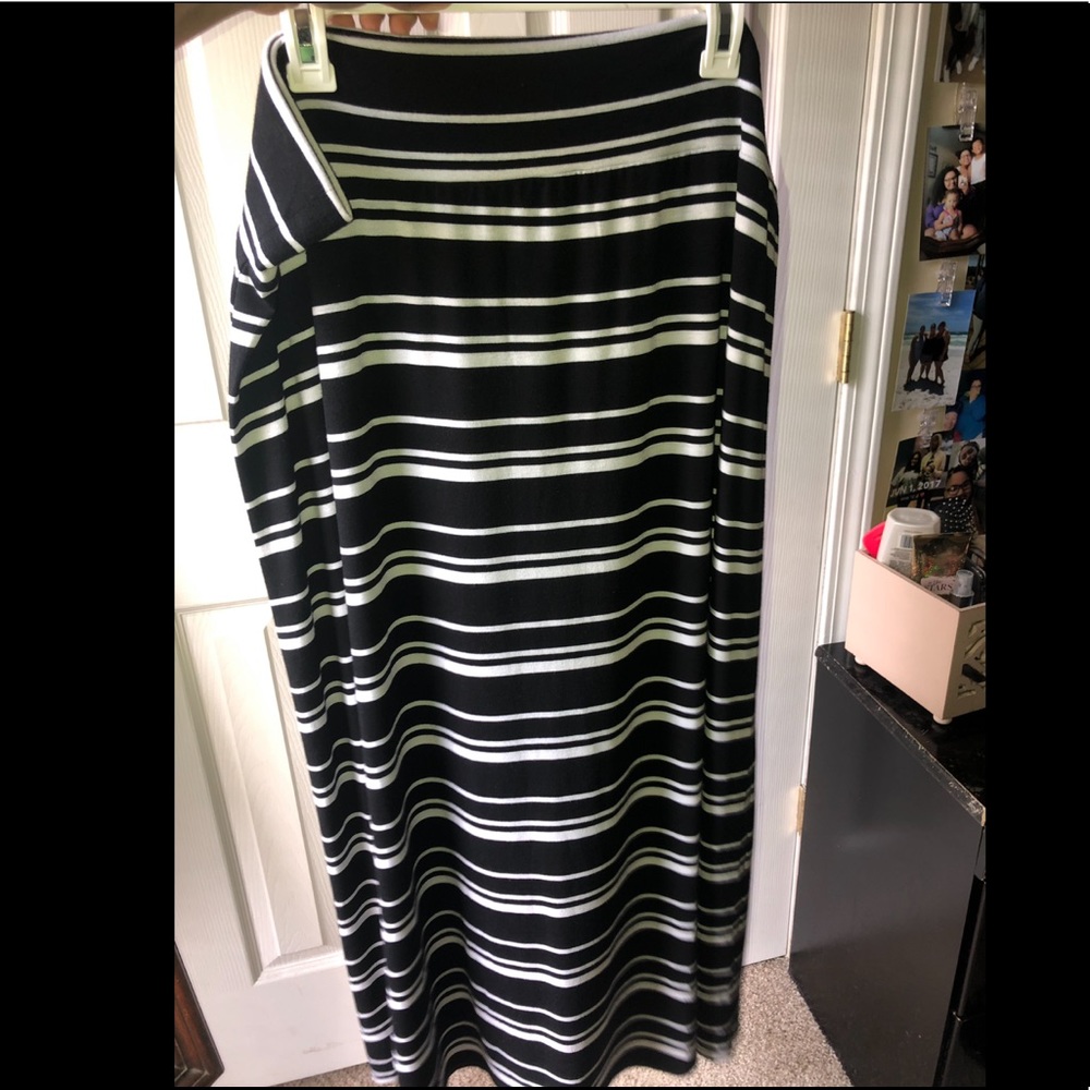 long striped skirt